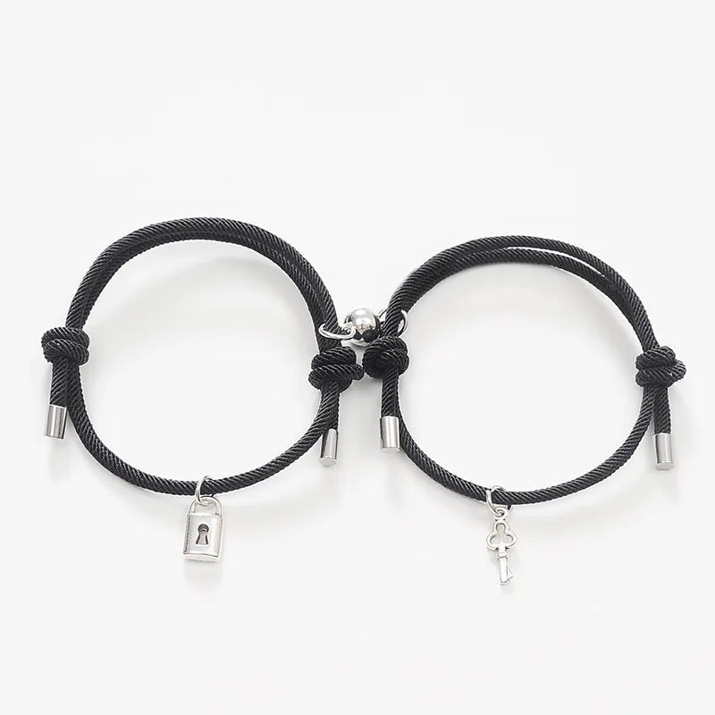 Lock and Key Magnetic Rope Bracelet Set - Veinci