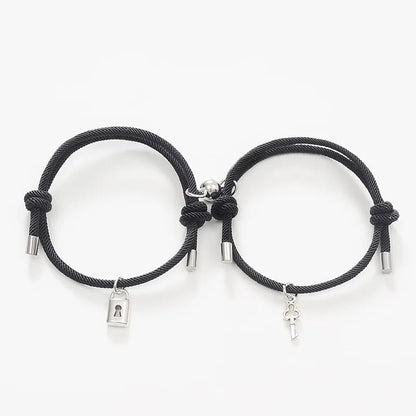 Lock and Key Magnetic Rope Bracelet Set - Veinci