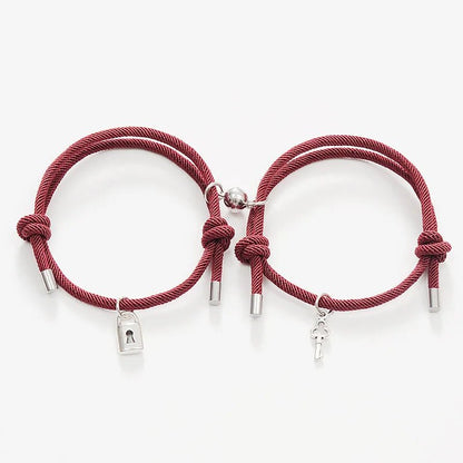 Lock and Key Magnetic Rope Bracelet Set - Veinci