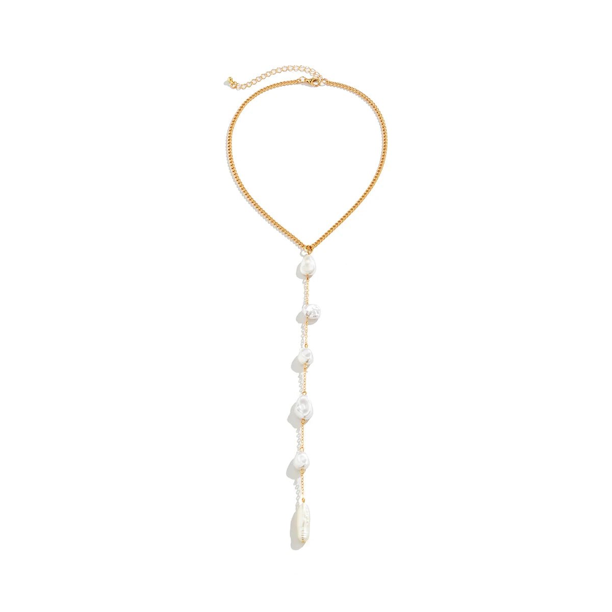 Long Pearl Drop Tassel Necklace - Veinci