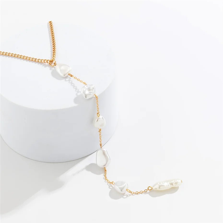 Long Pearl Drop Tassel Necklace - Veinci