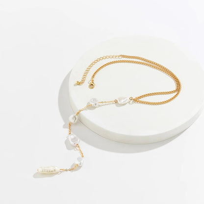 Long Pearl Drop Tassel Necklace - Veinci