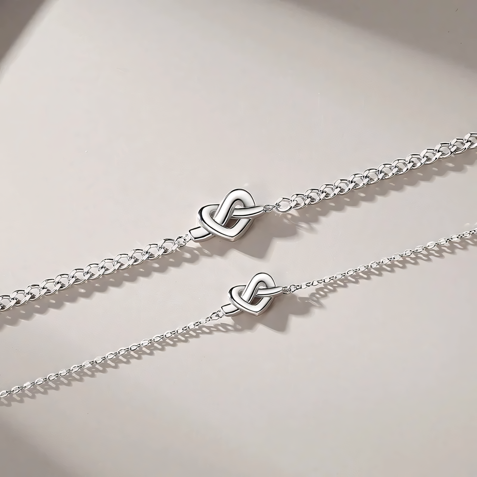 S925 Dainty Heart Knot Love Bracelet