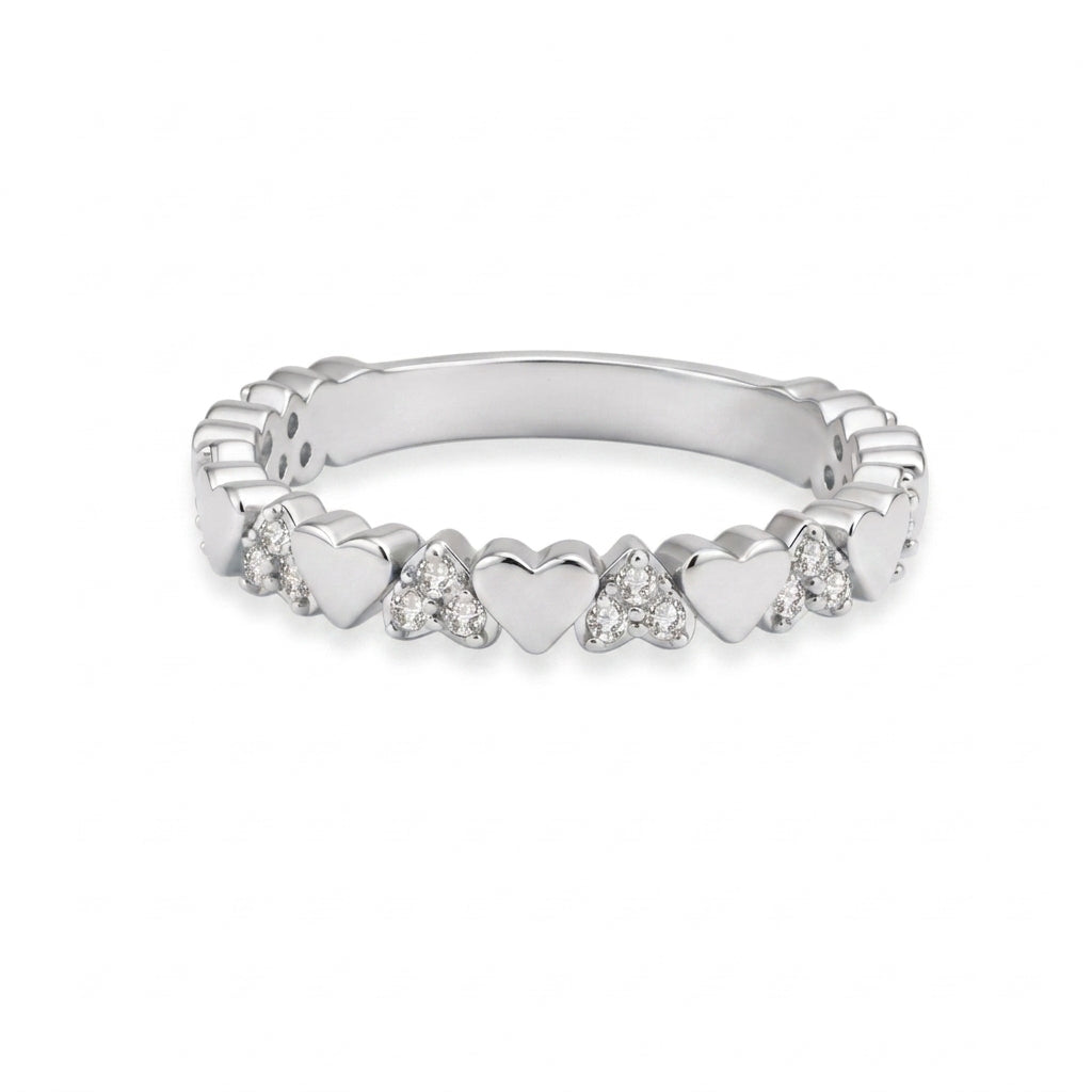 Alternating Sweet Heart Diamond Ring