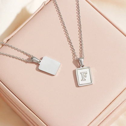 Minimal Accented Pearl Letter Initial Necklace - Veinci