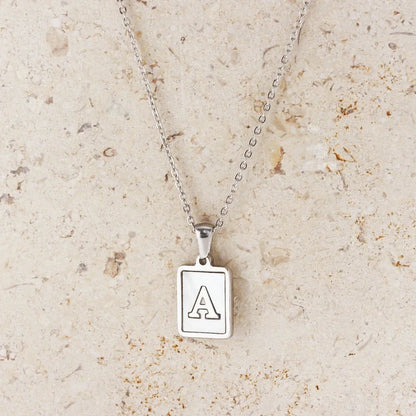 Minimal Accented Pearl Letter Initial Necklace - Veinci