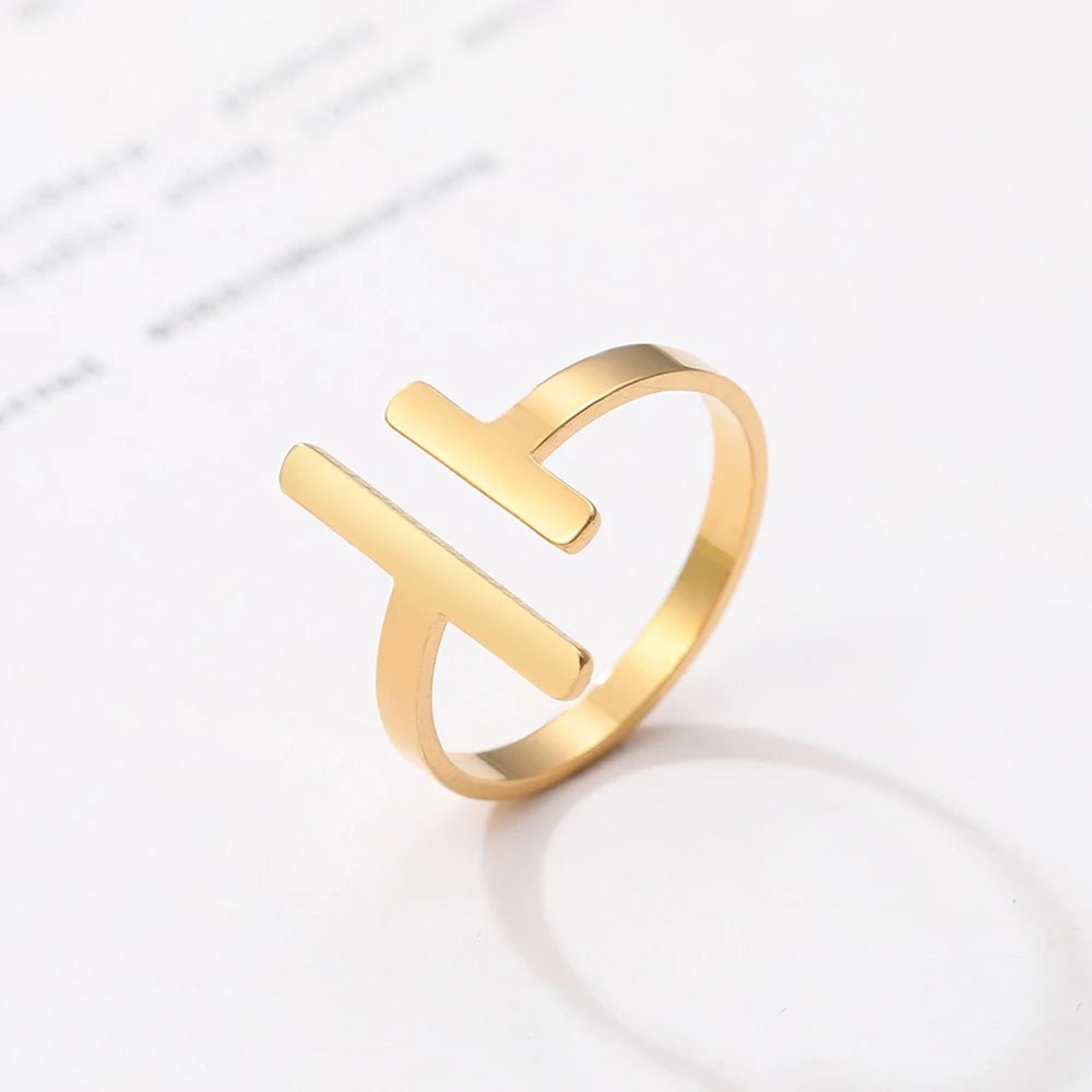 Minimal Adjustable Asymmetric Open Bar Ring - Veinci