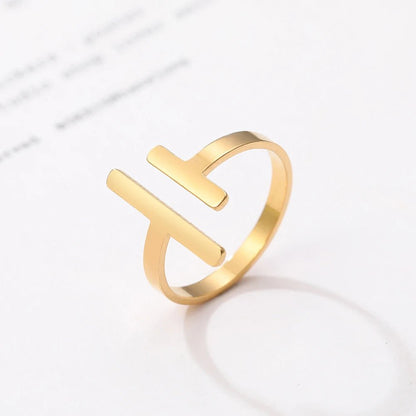 Minimal Adjustable Asymmetric Open Bar Ring - Veinci