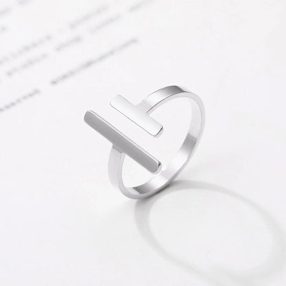 Minimal Adjustable Asymmetric Open Bar Ring - Veinci