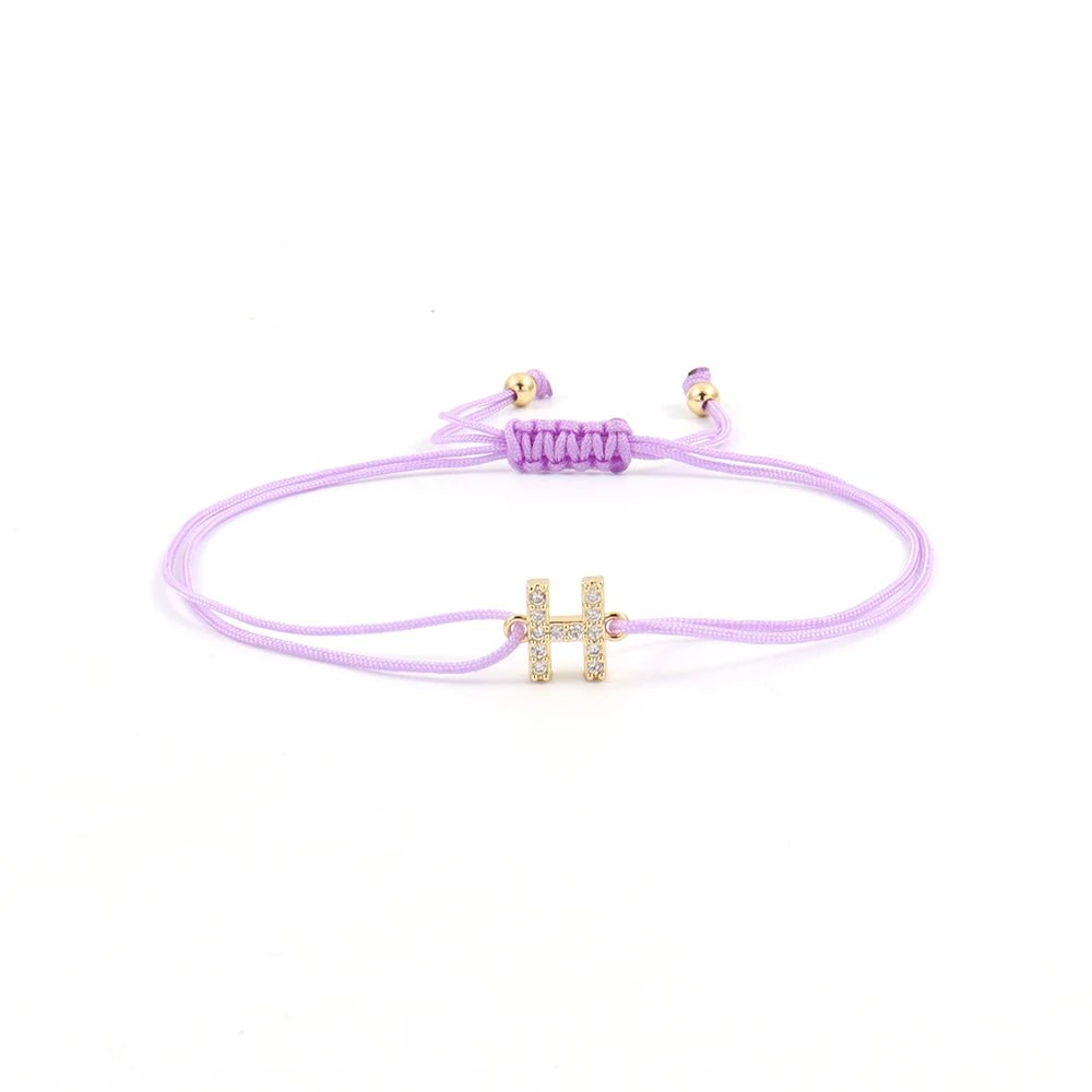 Minimal Diamond Letter Initial Strung Bracelet - Veinci