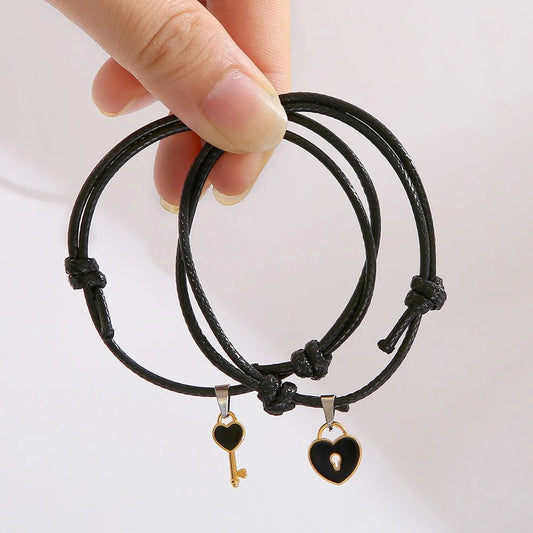 Minimal Lock & Key Couples Bracelets - Veinci