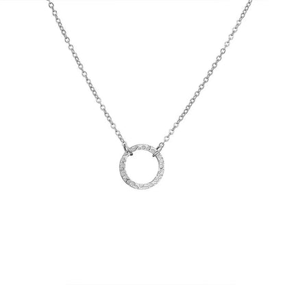 Minimal Textured Circle Necklace - Veinci