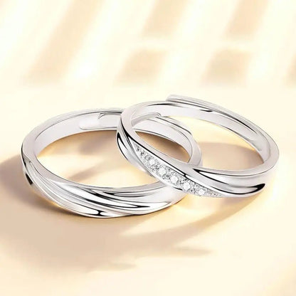 Minimal Wave Textured Couples Rings - Veinci