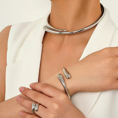 Modern Wrap Choker Necklace, Bracelet, Ring Set - Veinci