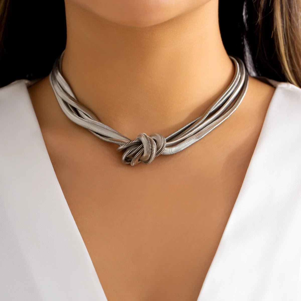 Multi Layered Chain Knot Necklace - Veinci