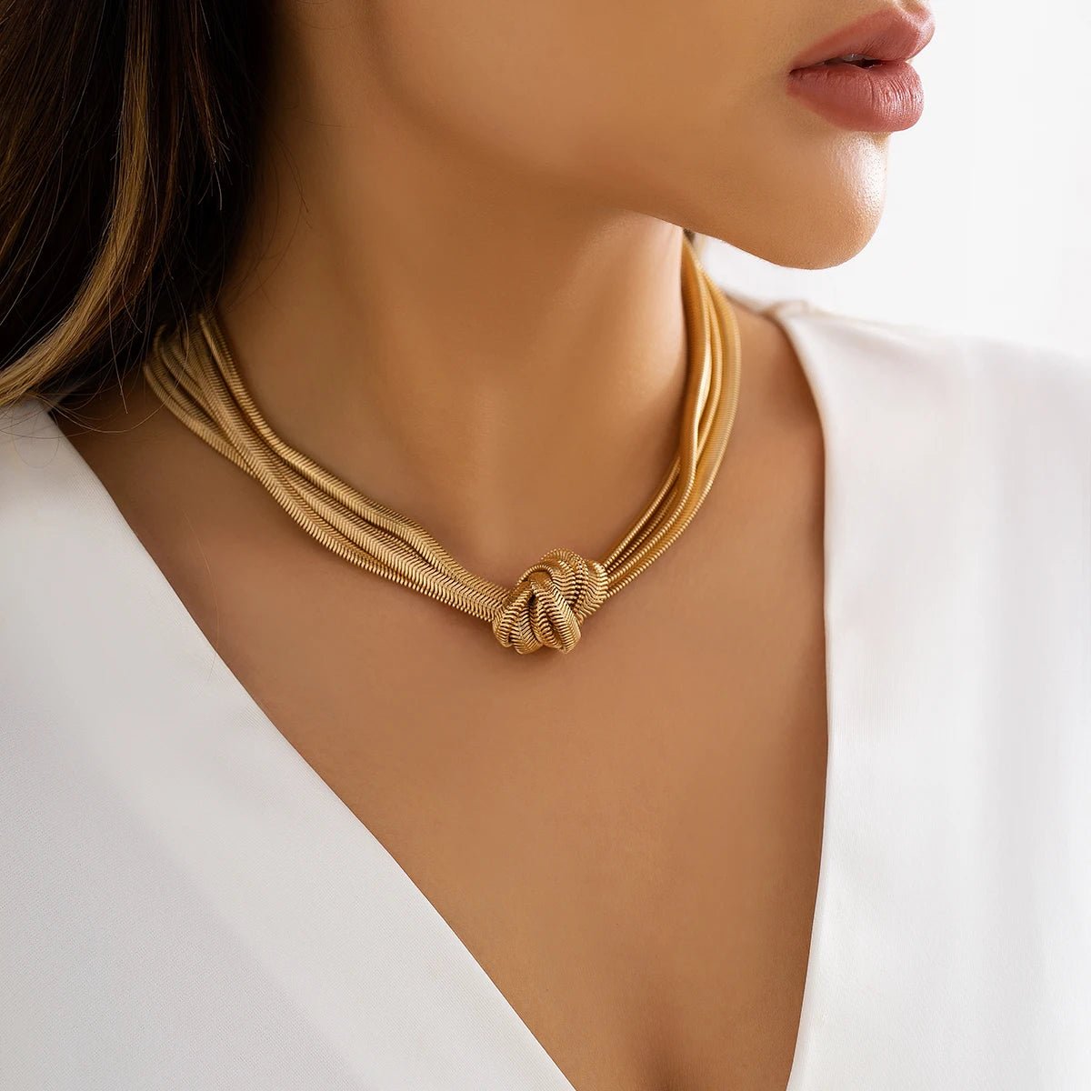 Multi Layered Chain Knot Necklace - Veinci