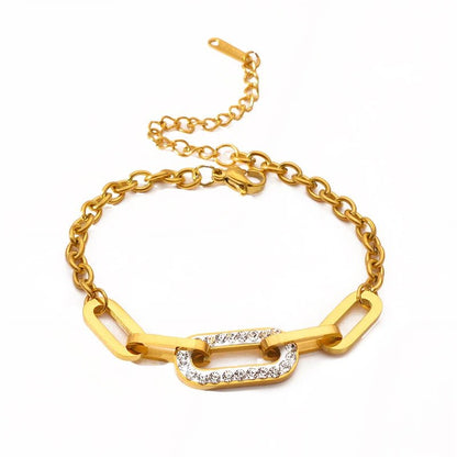 Paperclip Diamond Accented Bracelet - Veinci