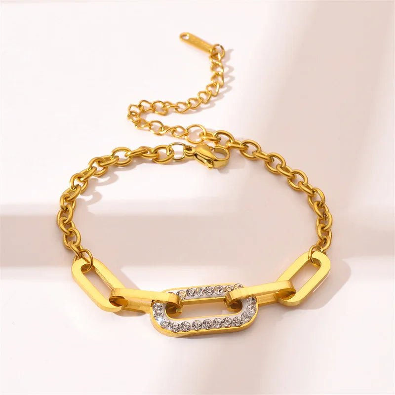 Paperclip Diamond Accented Bracelet - Veinci