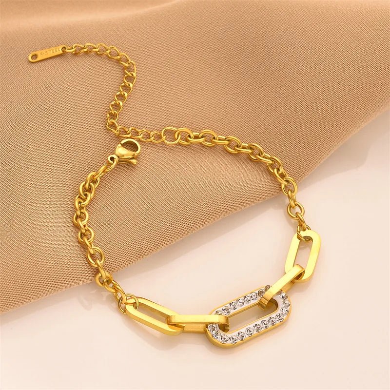 Paperclip Diamond Accented Bracelet - Veinci