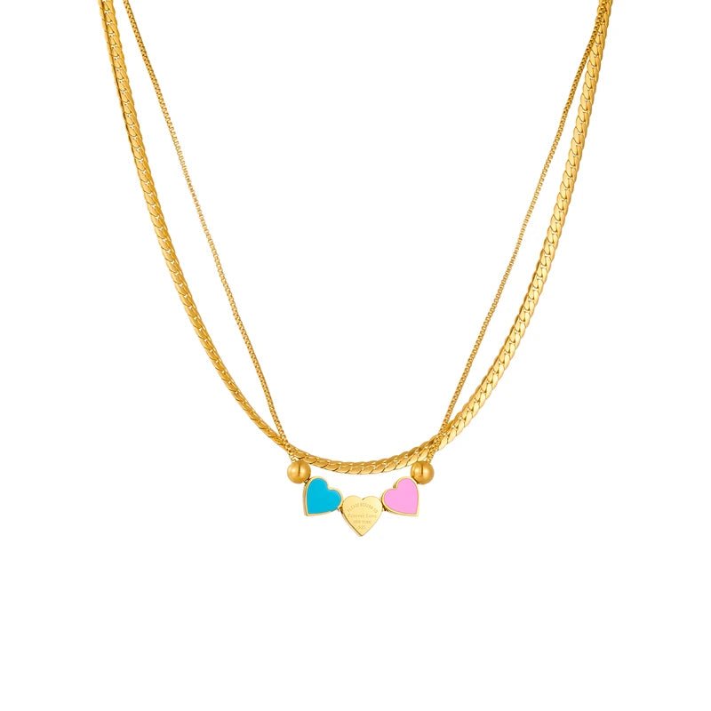 Pastel Forever Love Heart Necklace and Bracelet - Veinci