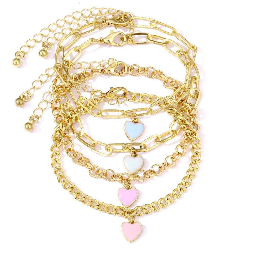 Pastel Heart Bracelet Stack - Veinci