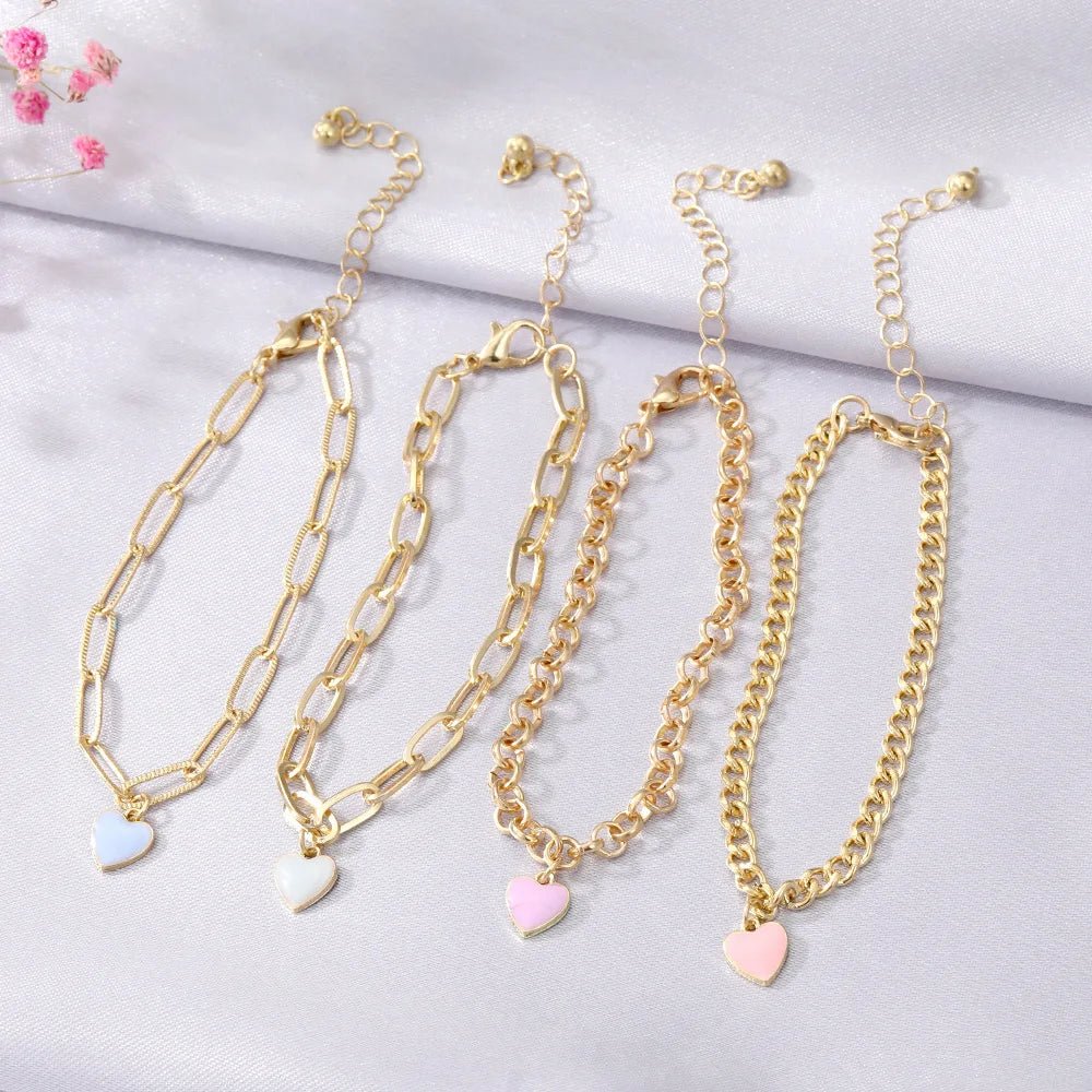 Pastel Heart Bracelet Stack - Veinci