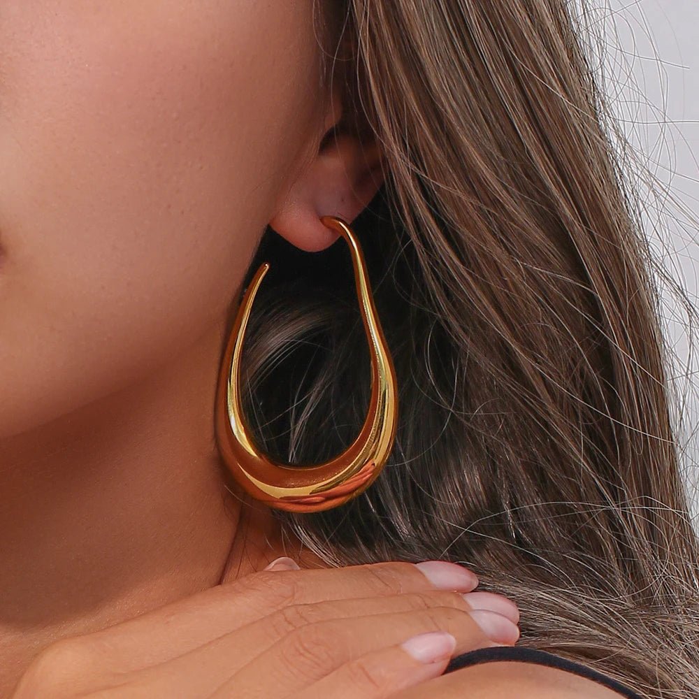 Pear Outlined Hoop Earrings - Veinci