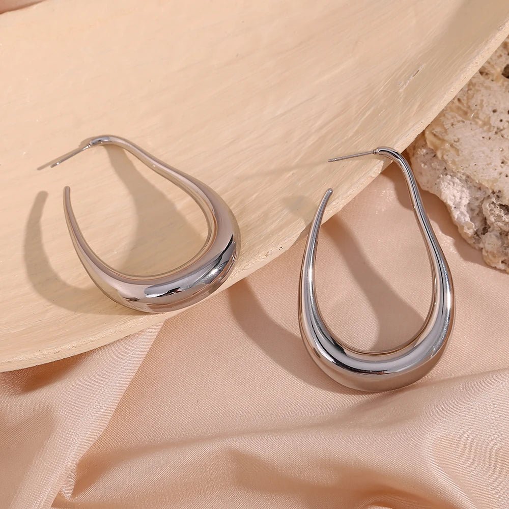 Pear Outlined Hoop Earrings - Veinci