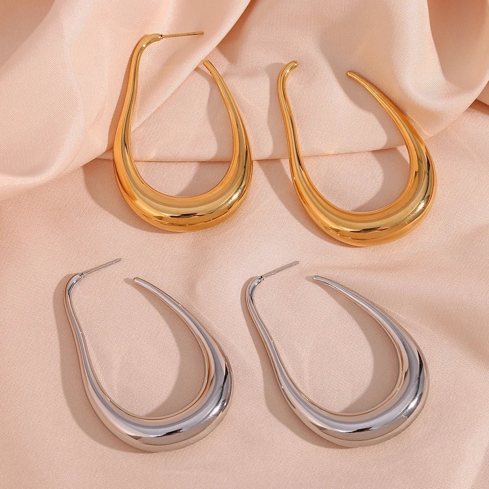 Pear Outlined Hoop Earrings - Veinci