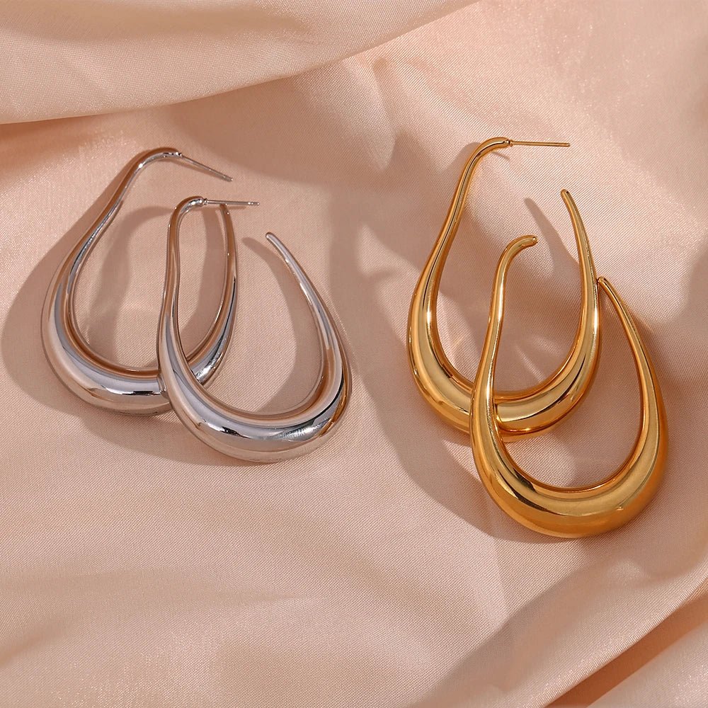 Pear Outlined Hoop Earrings - Veinci