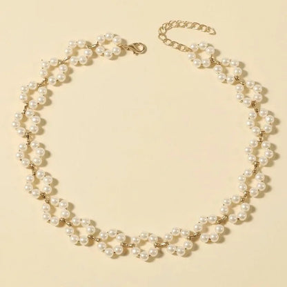 Pearl Floral Daisy Choker Necklace - Veinci