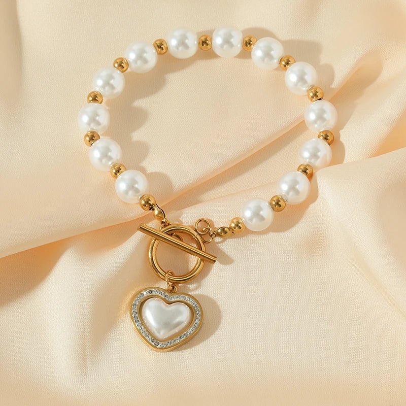 Pearl Heart Clasp Choker Necklace - Veinci