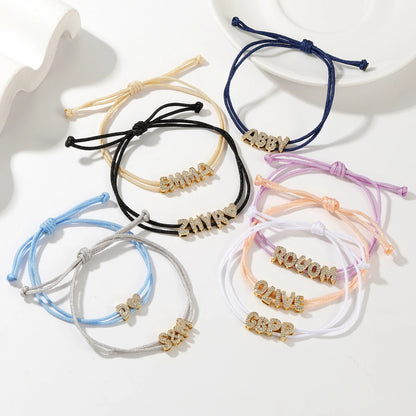 Personalized Bubble Diamond Name Layered Rope Bracelet - Veinci