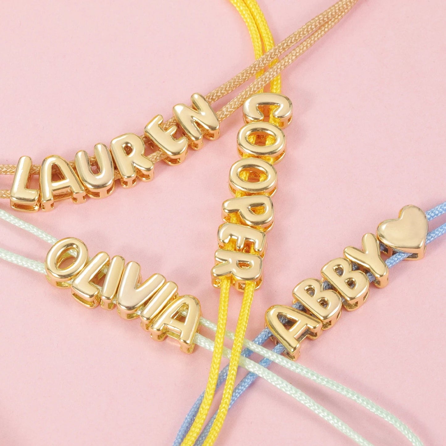 Personalized Bubble Name Layered Rope Bracelet - Veinci