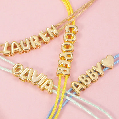 Personalized Bubble Name Layered Rope Bracelet - Veinci