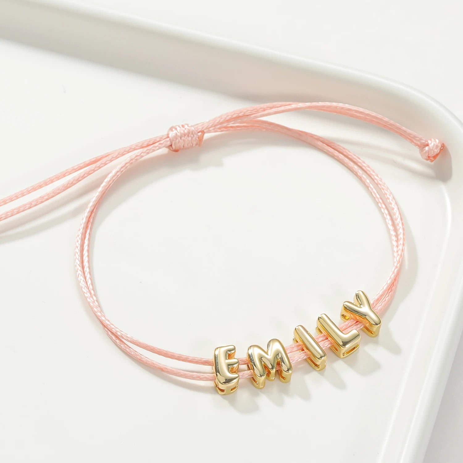 Personalized Bubble Name Layered Rope Bracelet - Veinci