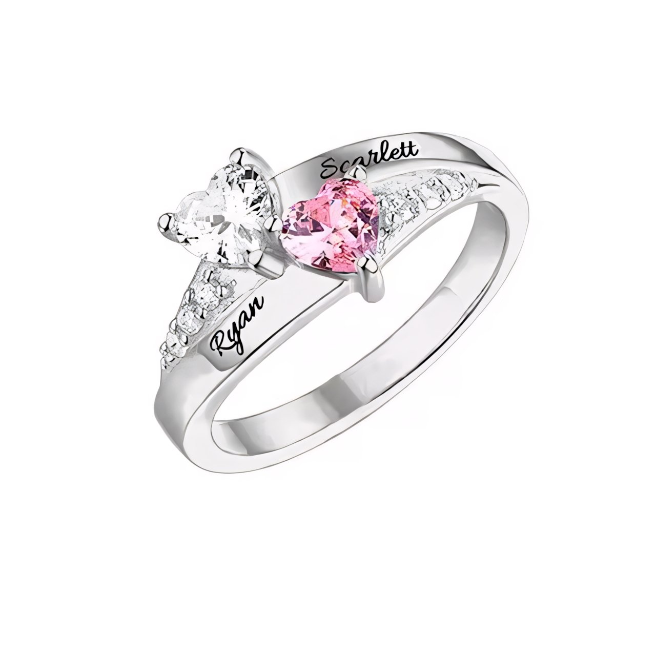 Personalized Diamond Heart Name & Birthstone Ring - Veinci