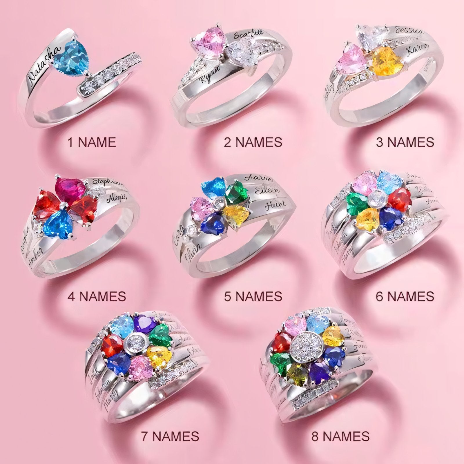 Personalized Diamond Heart Name & Birthstone Ring - Veinci