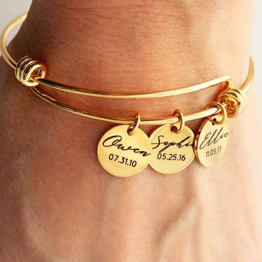 Personalized Family Bangle Bracelet - Veinci