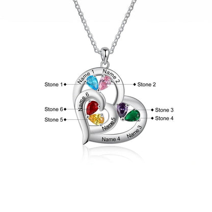 Personalized Name & Birthstone Heart Necklace - Veinci