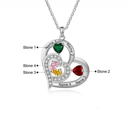 Personalized Name & Birthstone Heart Necklace - Veinci