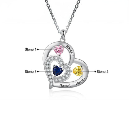 Personalized Name & Birthstone Heart Necklace - Veinci