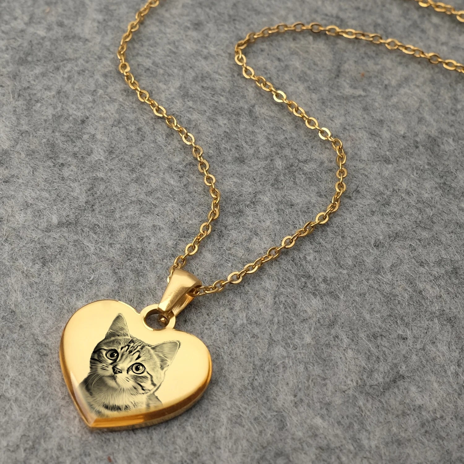 Personalized Picture & Text Heart Pendant Necklace - Veinci