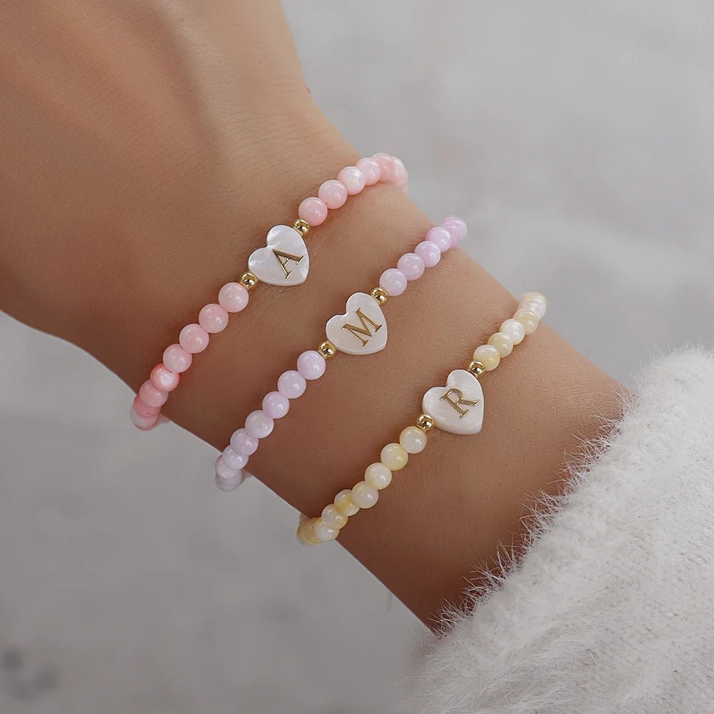 Playful Heart Letter Initial Bracelets - Veinci