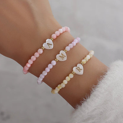 Playful Heart Letter Initial Bracelets - Veinci