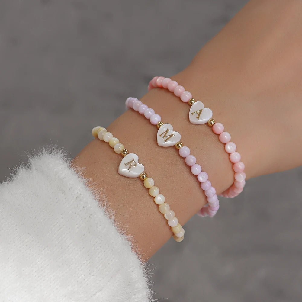 Playful Heart Letter Initial Bracelets - Veinci