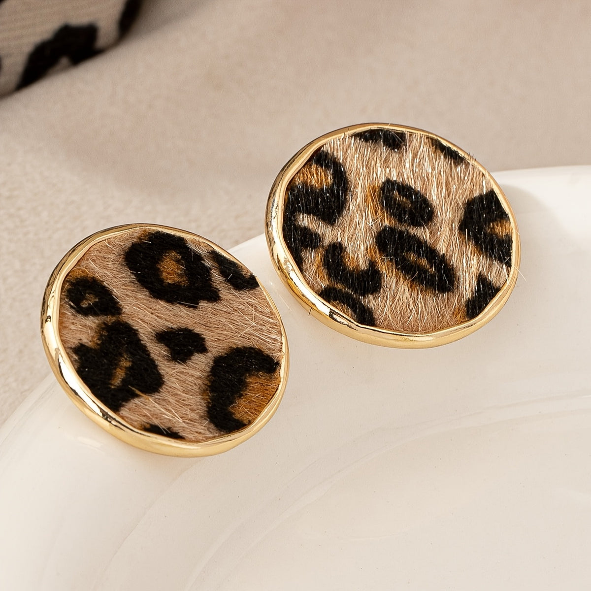 Leopard Print Geometric Earrings