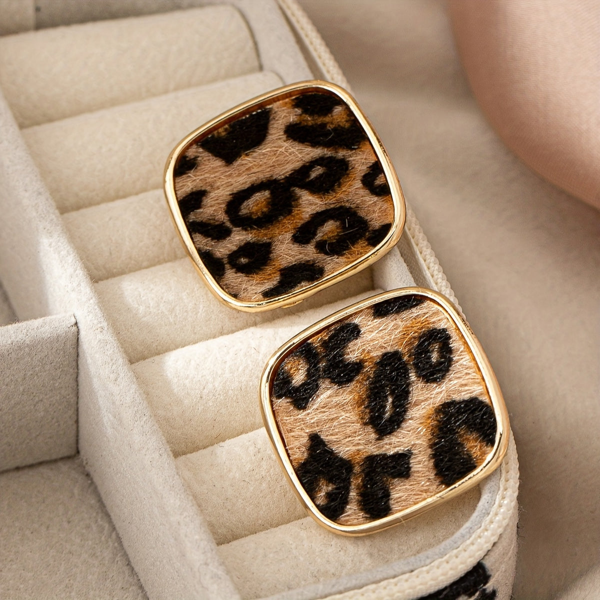 Leopard Print Geometric Earrings