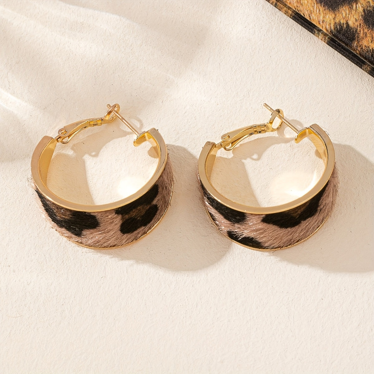 Faux Fur Leopard & Cow Print Hoop Earrings