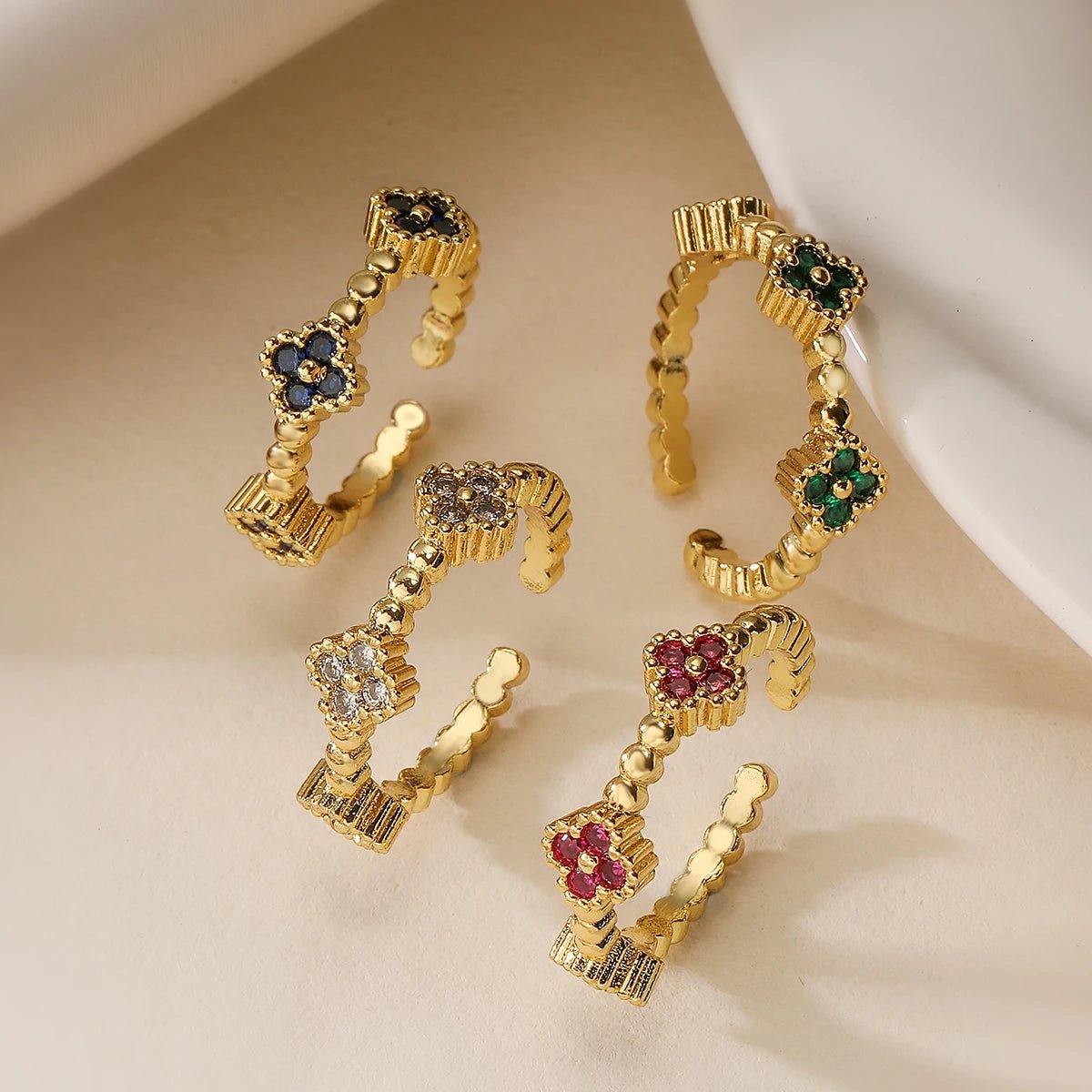 Matching Rings Resizable Resizable Trio Textured Floral Rings